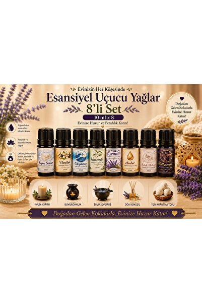 Topimania Yün Kurutma Topları 8 Adet 10 ml Esansiyel Uçucu Yağı Buhurdanlık D...
