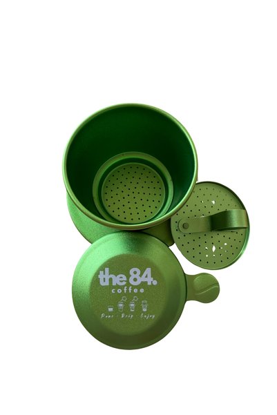 the84.coffee Vietnamese Phin Filter (GREEN) I Anodized Aluminum Traditional Coffee Dripper for Slow Brew, Authentic Vietnamese Coffee Maker, Reusable & Portable