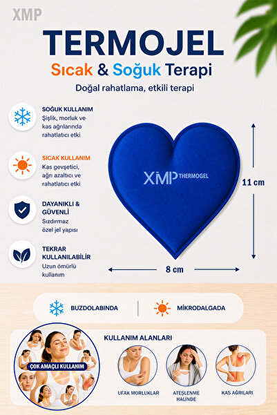 XMP Kalp Termojel, Sıcak Soğuk Kompres, Lacivert Kumaş Jel, Soğuk Buz Jel