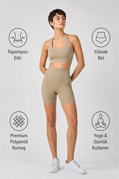TWINTICKS Women's High Waist Biker Leggings Set – Underwire Sports Bra & Tumm...