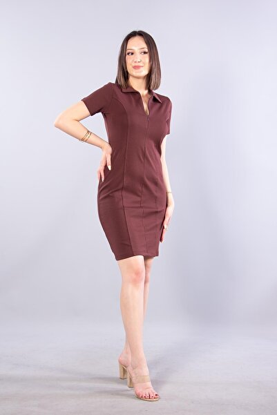 Mckanzie 26653 interlock fabric dress with zipper detail
