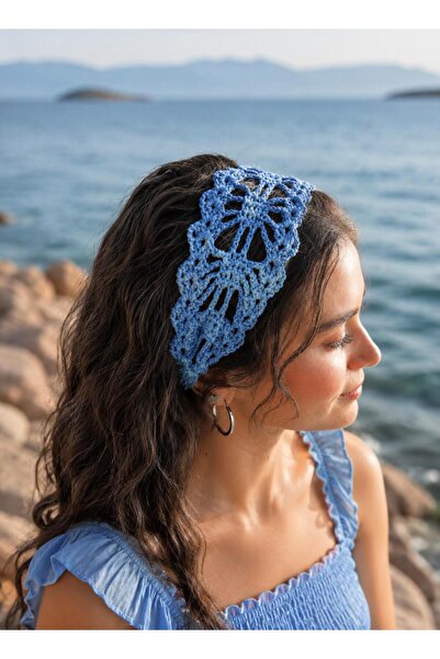 obrigado Hand Knitted Lace Hair Bandana Natural Handmade Modern and Aesthetic...