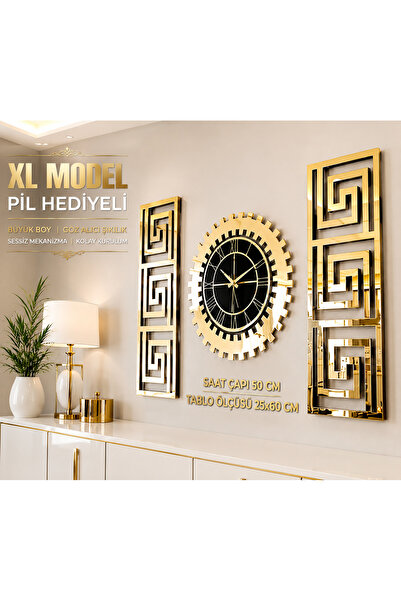 EYKA STORE XL Avangart Dekoratif Duvar Saati Gold Pleksi Aynalı Modern Duvar ...