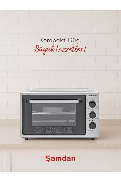 Şamdan 36 Lt Zaman ve Isı Ayarlı Mini Fırın – 1300W 4 Fonksiyonlu Elektrikli ...