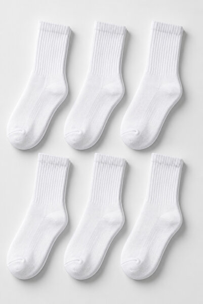 DEMAS ÇORAP 6 Çift Pamuklu Uzun Konç Tenis Çorabı Unisex Spor Çorap