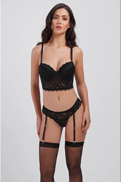 Dolgusuz Bra & Panty Set 111 Siyah