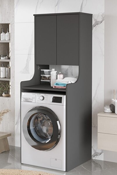 Yurupa Çamaşır Makinesi Üstü Dolab Valen Banyo Düzenleyici Raflı Kapaklı Çok ...