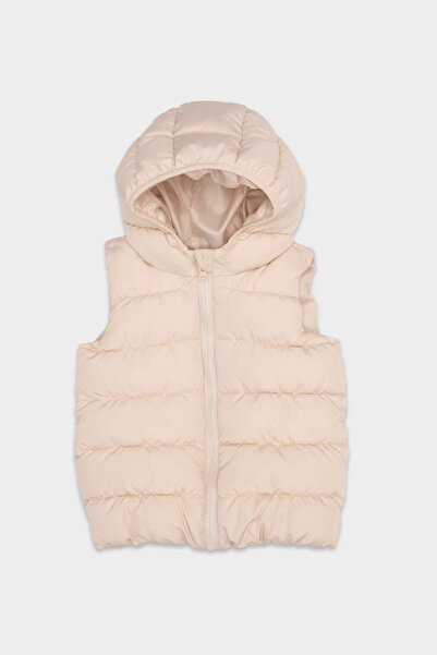 DeFacto Baby Girl Water Repellent Hooded Zippered down Vest A2475A524Au