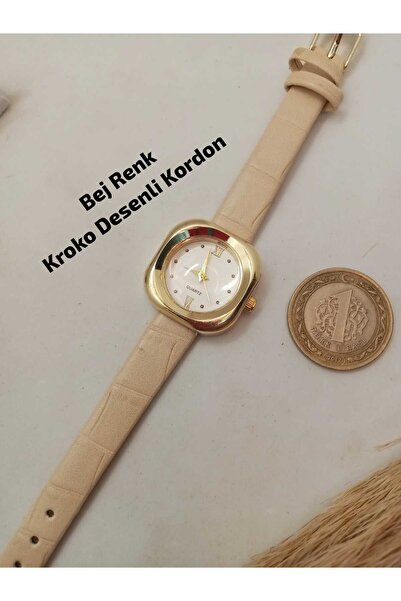 ZR Accessory ساعة يد نسائية مينيمال من موديل ديزي، سوار باللون البيج، علبة با...