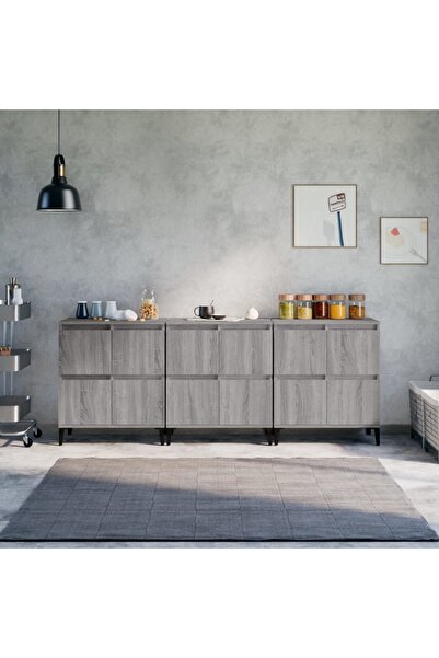 Concept Servante, 3 buc, sonoma gri, 60x35x70 cm, lemn prelucrat