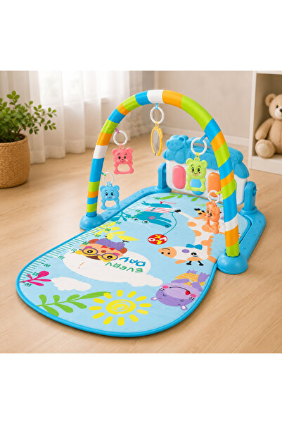 Salamandra Kids Salteluta de joaca Deluxe pentru bebelusi cu pian reglabil si...