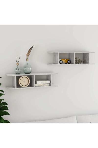 Concept Rafturi de perete, 2 buc, gri beton, 78x18x20 cm, PAL