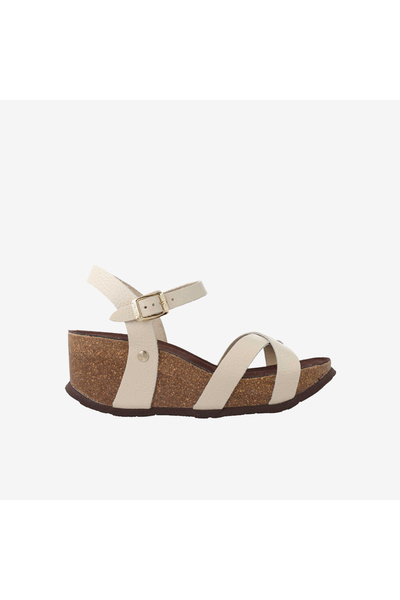 Genuins Women's / Girls' Sandals G106776 Cannes Embossed Leather Chalk