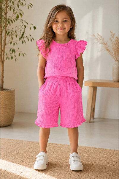 Yalçınoğlu Kids 3-9 godina stara devojčica, premium set letnjih šortsa sa vol...