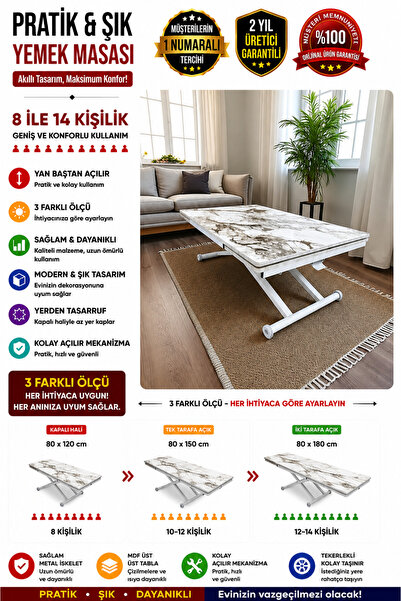 SEHPAM AKILLI Yan Baştan Açılır Akıllı Yemek Masası Oval Mdf Tabla Alt Mekani...