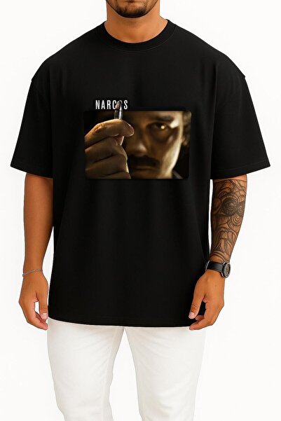 Bahriyeli Collection Oversized Narcos 1 Chest Printed Unisex T-Shirt