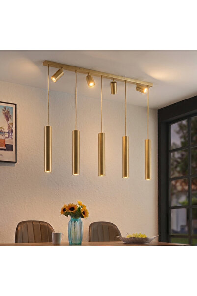 Genel Markalar 120cm 9 Spotlu Ledli Yemek Masası Avizesi / Sarı Işık Ampul Da...
