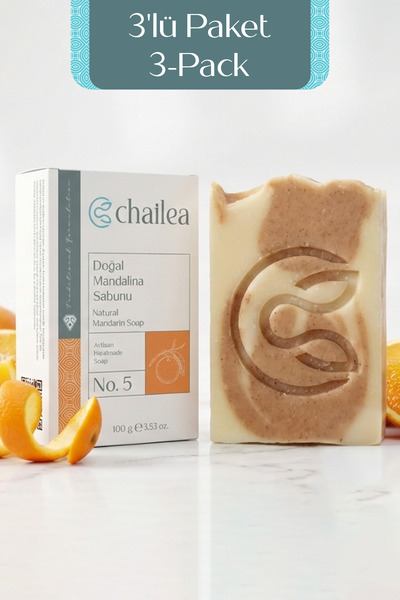 Chailea مجموعة صابون الماندرين الطبيعي - 3 قطع - لجميع أنواع البشرة، مصنوع بط...