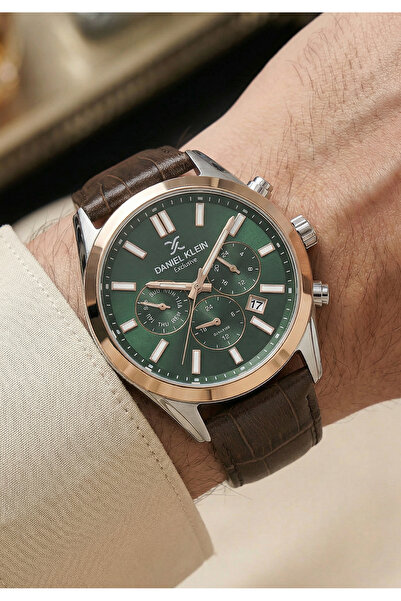 Daniel Klein Exclusive Dark Brown Leather Watch for Men DK.1.14212-4