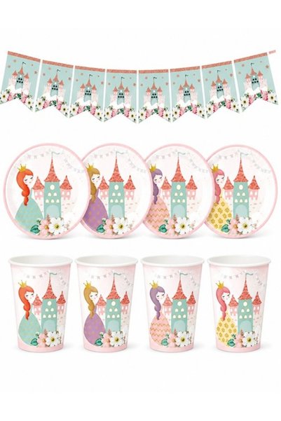 Big Party Prenses Şatolu Flamalı Set 16 Kişilik