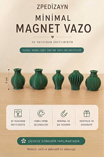 zpedizayn Magnet Saksı Buzdolabı Mıknatıslı Dekoratif Mini Saksı