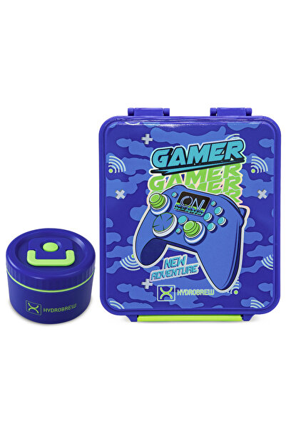 Hydrobrew Bento Lunch Box w/Steel Food Jar - Gamer Blue