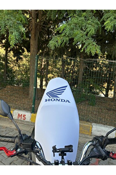 Utku Giyim HONDA PCX,DİO,ACTİVA,SH UYUMLU BEYAZ MOTOSİKLET SELE KILIFI MAVİ BASKILI