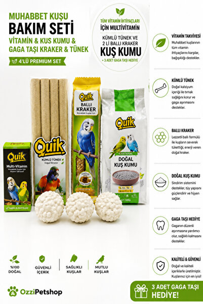 ozzipetshop Muhabbet Kuşu Bakım Seti Vitamin Kuş Kumu Gaga Taşı Kraker Kumlu ...