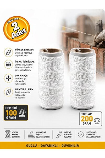 Azm Duvarcı İnşaat Çırpı İpi Uçurtma İpi 100 Gram (2 Adet)