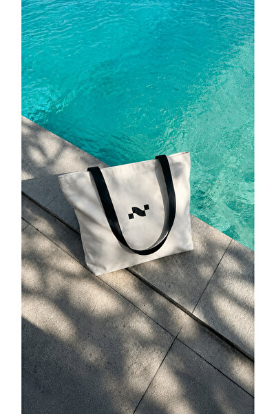 Noctilupus Official Noctilupus Logolu Siyah Kulplu Ham Bez Tote Bag Omuz Çant...