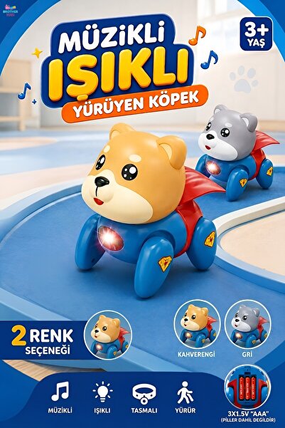 Brother Toys Disko Işıklı Yürüyen Köpek Oyuncak İpli Müzikli Emekleme ve Yürü...