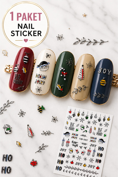 Sibelon 3D Kabartmalı Nail Art Sticker Kendinden Yapışkanlı Tırnak Dövmesi Ta...