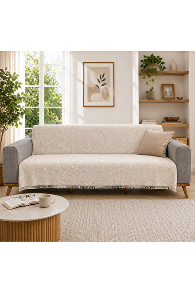 SEVHOME CONCEPT %100 Pamuk Kaymaz-Terletmez Koltuk Örtüsü-Koltuk Şalı Üçlü ve...