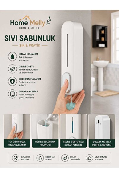 btm home Duvara Monte Edilebilen Kapaklı Lüks 300 ml Pompalı Sıvı Sabunluk – ...