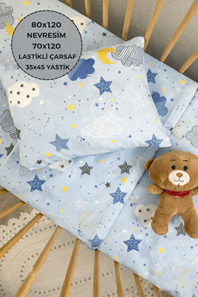 Ozz Baby 70% Cotton 30% Polyemid Elastic Bed Sheet 60X120&Pillowcase Liner 35...