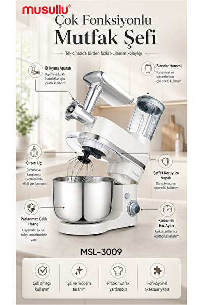 Musullu MSL-3009 Stand Mikser - 1800W, 7 L