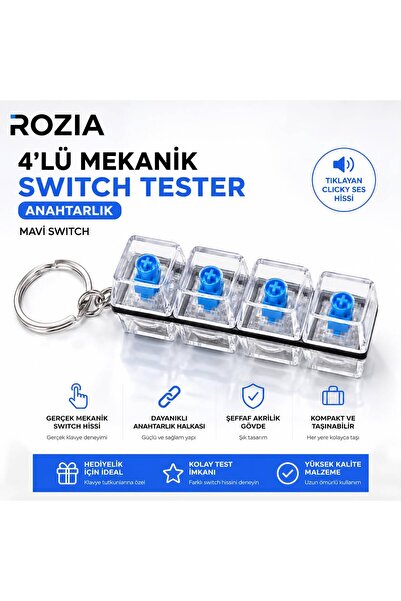 ROZIA RGB Işıklı Mekanik Tuşlu Stres Oyuncağı Fidget Toy Click Sesli Mini Klavye Anahtarlık Rengarenk Gönderim Sağlanacaktır !!
