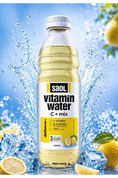 saol vitamin water Limon Aromalı Vitaminli Su - C+Mix – Şekersiz 500ml - 12 Adet