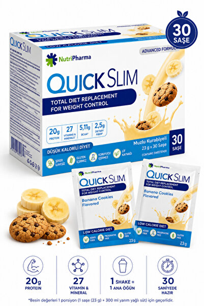 NUTRIPHARMA QUICK SLIM Quick Slim Muzlu Kurabiyeli Öğün Tozu 30 Saşe - Öğün Y...