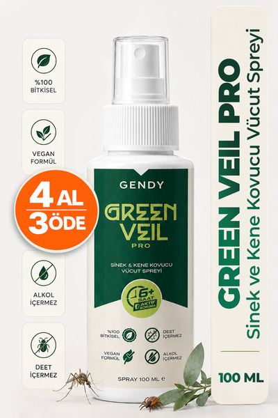 GENDY Green Veil Pro - %100 Bitkisel, 2 Yaş Üzeri için Sivrisinek, Kene ve Si...