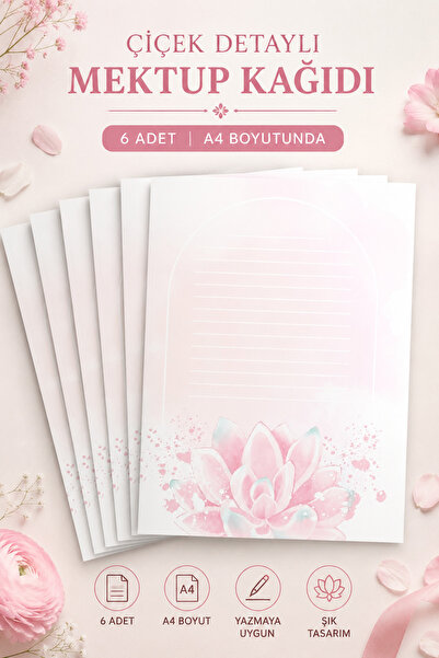 Organik Yolda Floral Detailed Letter Note Paper (A4 Size)