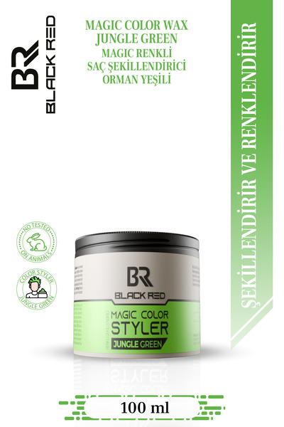 Black Red Magic Color Styler Jungle Green Geçici Yeşil Renk Veren Saç Şekille...
