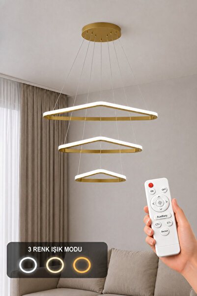 AvizeGO Uven 3'lü LED Sarkıt Avize 3 Renk Kumandalı