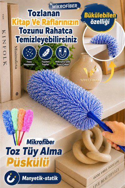 VİSLUNA (1 Piece) Microfiber Bendable Dust Removal Tassel Magnetic-Static