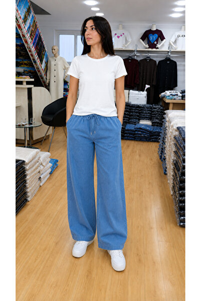 Liva Slim Fit Jeans with Elastic Waistband, Lace-Up Front, and Stripes - Comf...