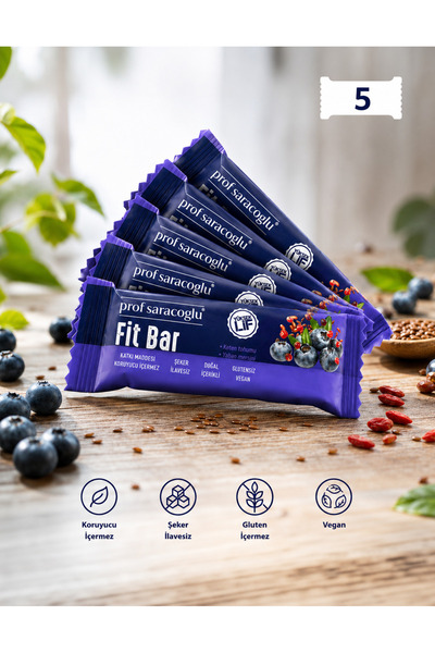 prof saracoğlu Fit Bar Keten Tohumu İçeren Meyveli 5 Adetlik Atıştırmalık Paket