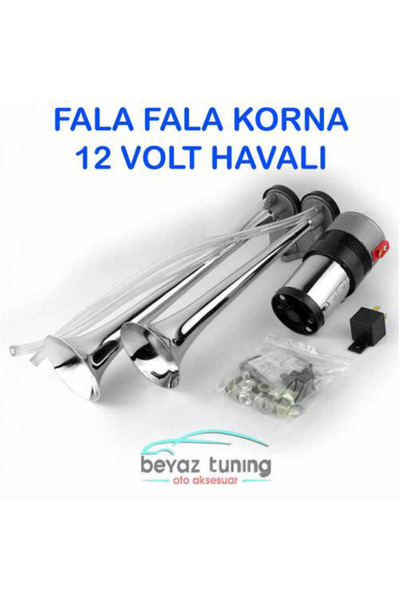 Universal Fala Fala Korna Havalı Metal Kromajlı 12 Volt