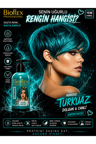 Bioflex Amonyaksız Turkuaz Saç Boyası 250 ml Kokusuz Su Bazlı Orange Hair Dye