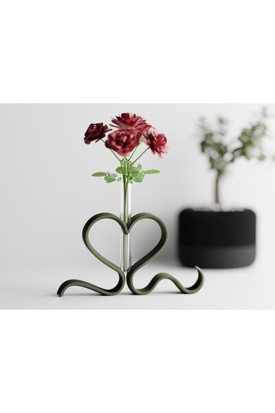 Sani Vază „Ribbon Heart” 222x39xH120mm - Verde închis mat