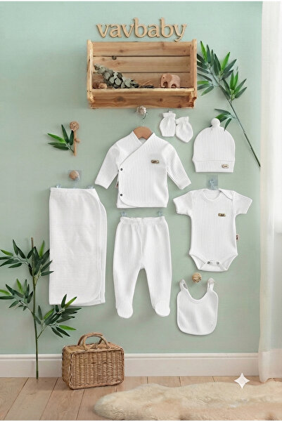 VaVbaby طقم زيبين 7 قطع - أبيض - إصدار المستشفى